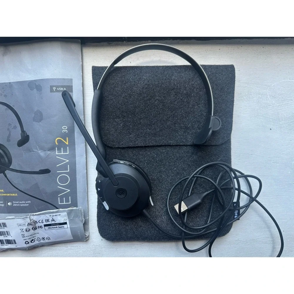 Jabra Evolve2 30 Black Wired Headset USB-A ‎ MA Mono Open Box
